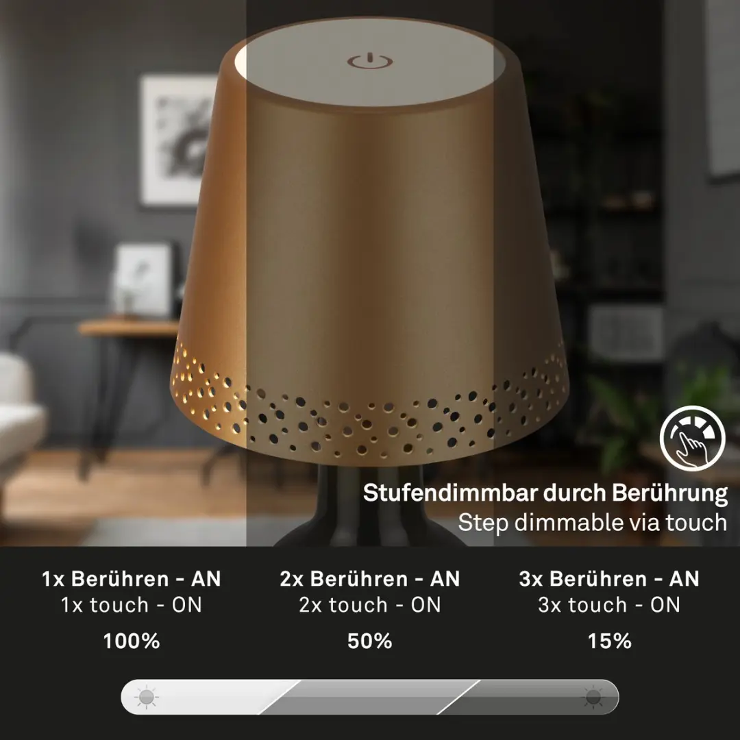 Briloner Flaska LED Tafellamp - Oplaadbaar Goud Ø11x9cm