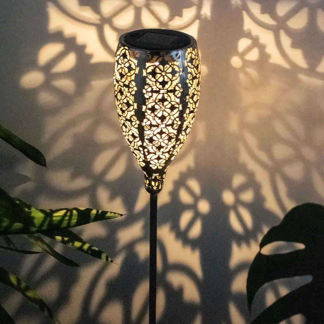 Globo Solarlamp Tuinlamp 1x LED Warm Wit - 11x90cm Grijs