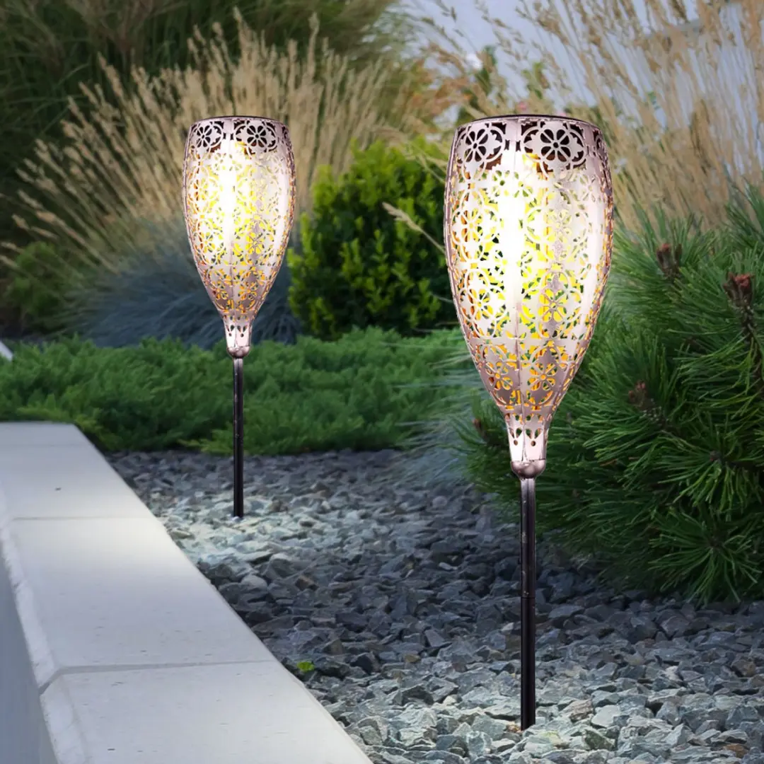 Globo Solarlamp Tuinlamp 1x LED Warm Wit - 11x90cm Grijs