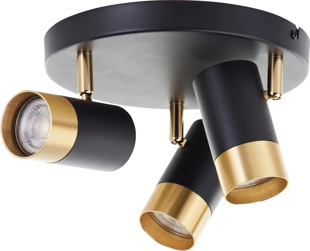 Brilliant Vigolo Plafondspot GU10 3x5W - 3000K - Zwart/Goud