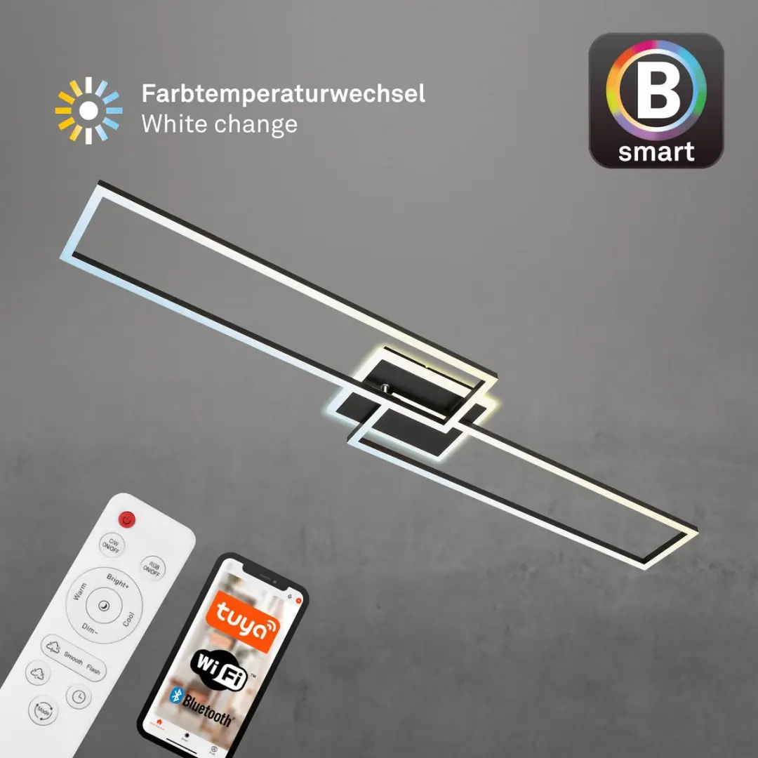 Briloner Frame S Slimme LED Plafondlamp - 6500K - Zwart