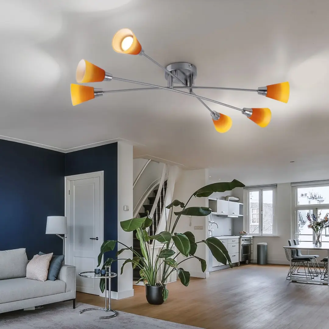 Globo Plafondlamp Spotverlichting 6x GU10 - 54W 420lm 2700K - Nikkel Mat Chroom