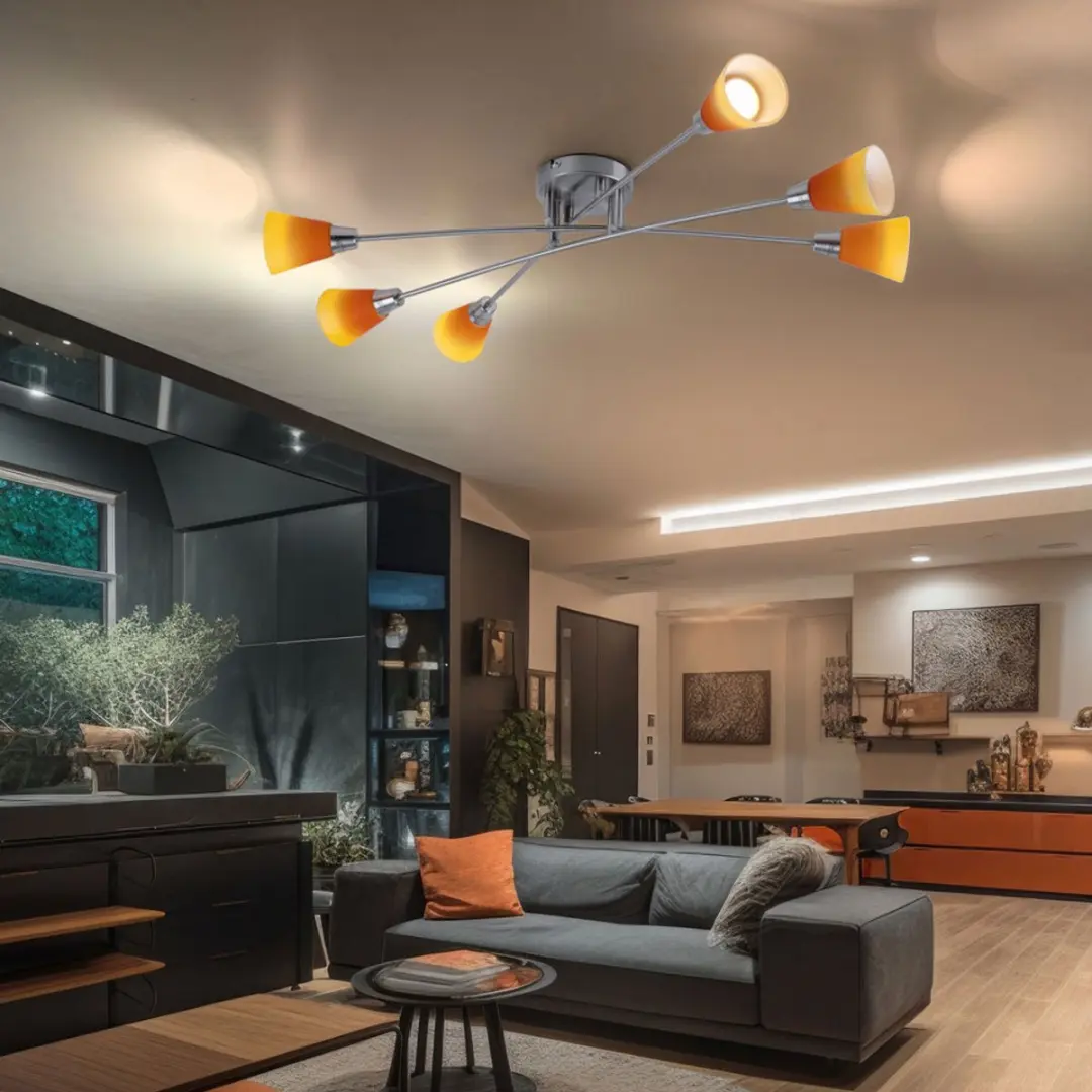 Globo Plafondlamp Spotverlichting 6x GU10 - 54W 420lm 2700K - Nikkel Mat Chroom - afbeelding 6 van 6
