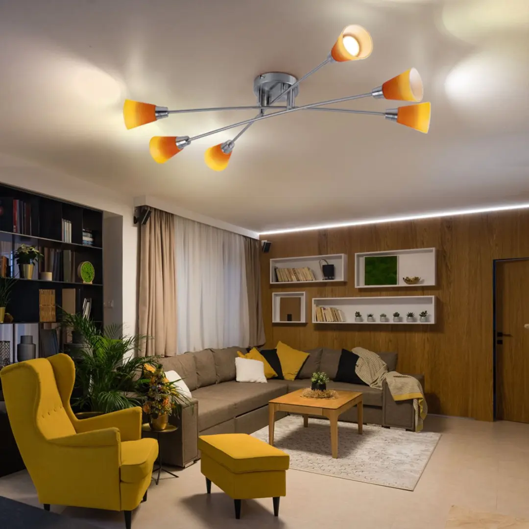 Globo Plafondlamp Spotverlichting 6x GU10 - 54W 420lm 2700K - Nikkel Mat Chroom