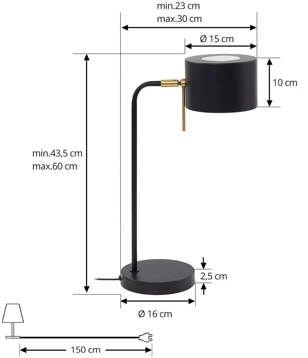 Lindby Tafellamp Metaal Zwart