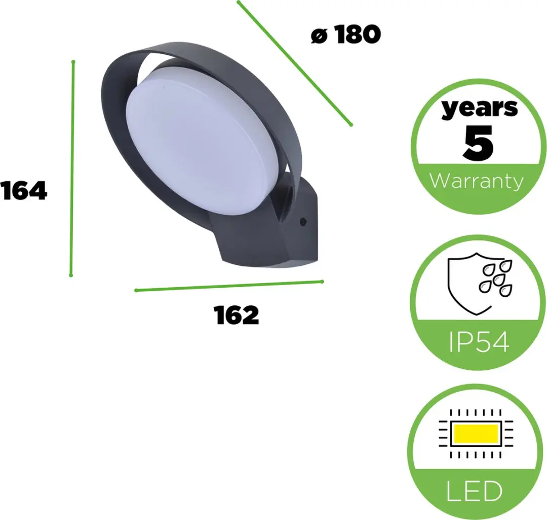 Lutec Polo LED Wandlamp 1100Lm 3000K - Donkergrijs