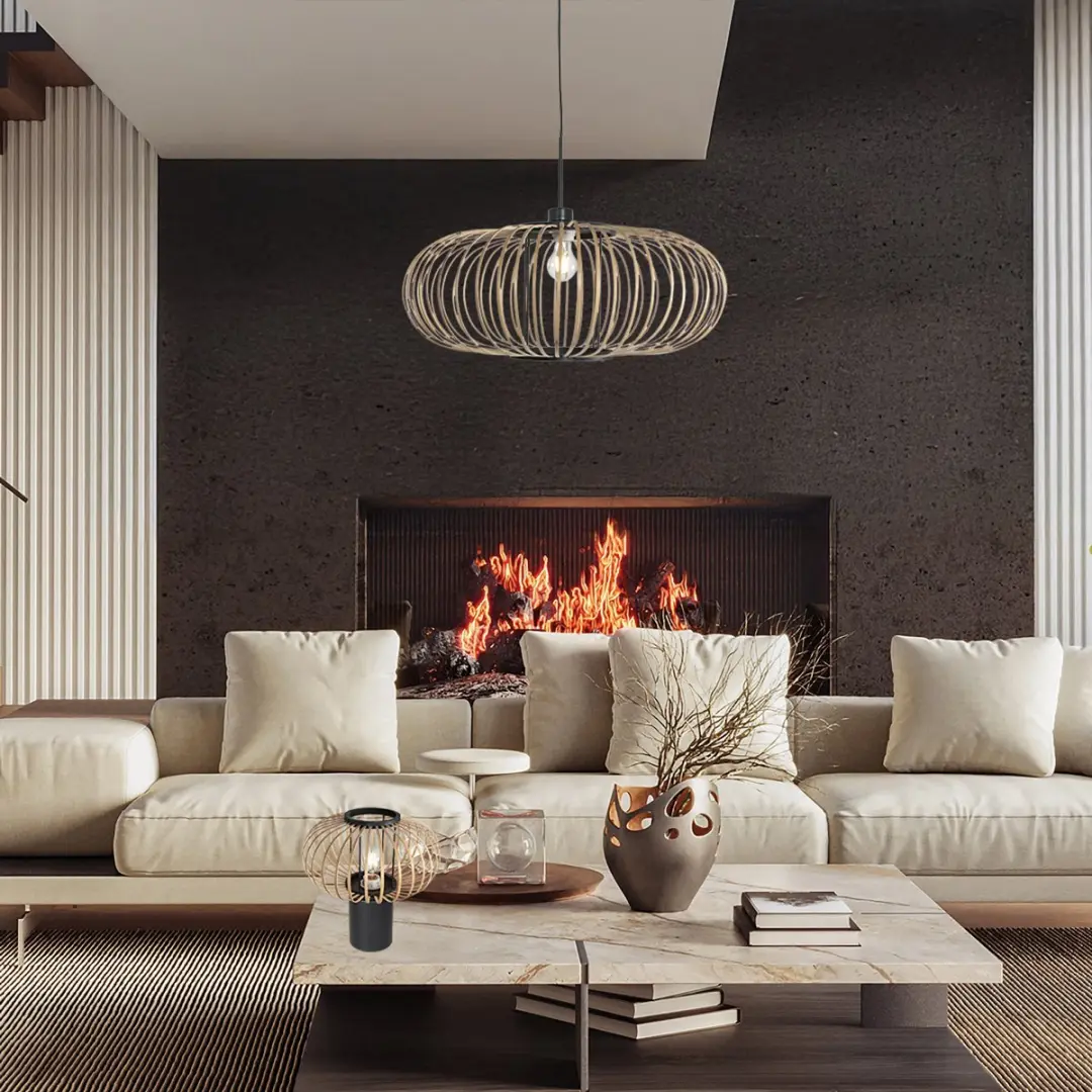Steinhauer Silva Hanglamp - E27 - 60cm - Creme - afbeelding 6 van 6