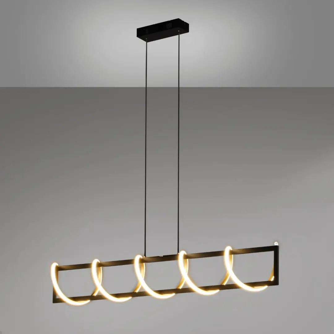 Fischer & Honsel Gwen LED Hanglamp 29W - Zwart/Goud