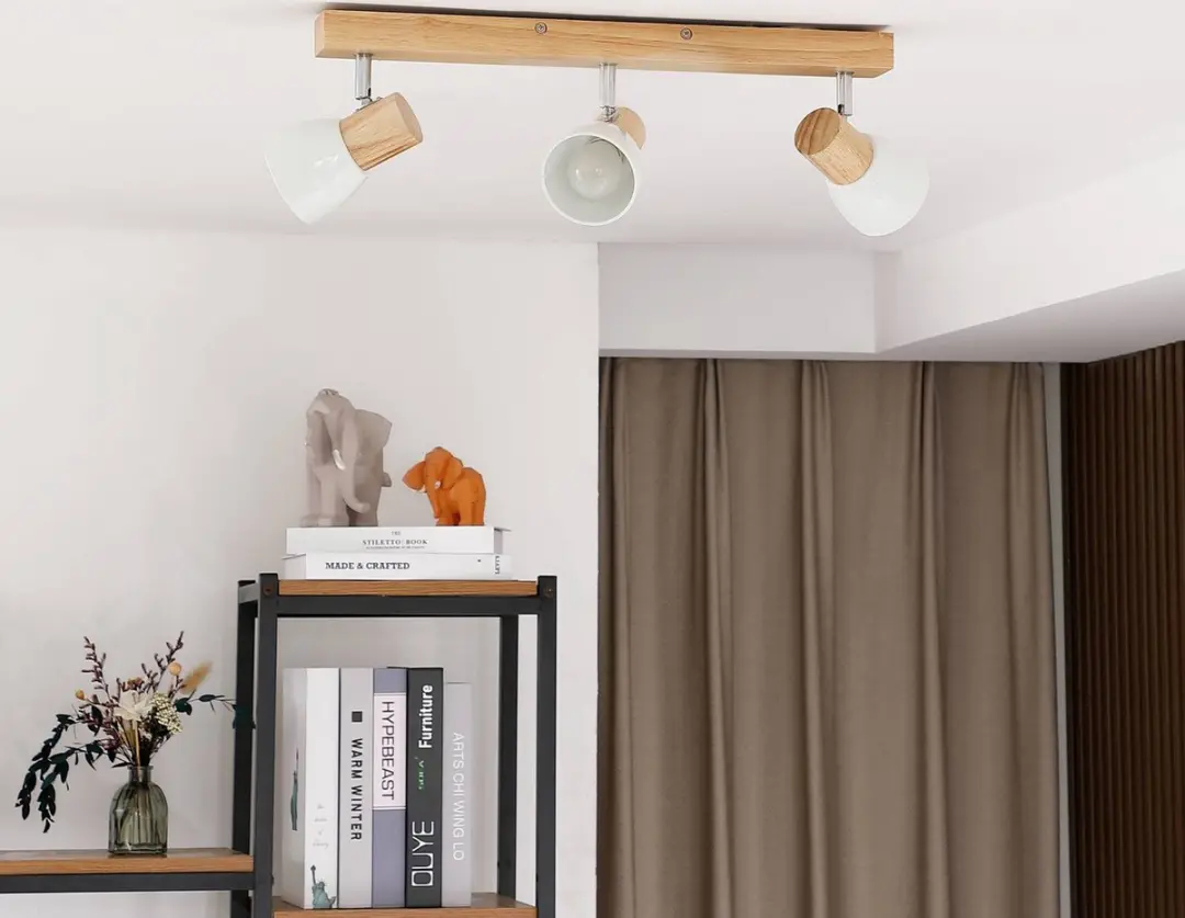 Lindby Thorin+ Landelijke 3-lichts Plafondspot Hout/Wit