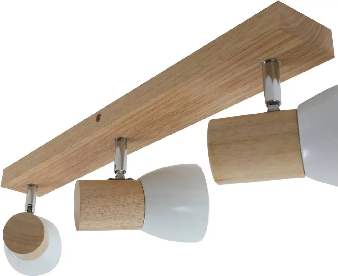 Lindby Thorin+ Landelijke 3-lichts Plafondspot Hout/Wit