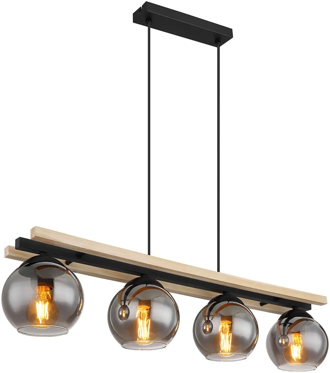 Globo Conni Hanglamp - 4x E27 - Zwart - Ø15cm