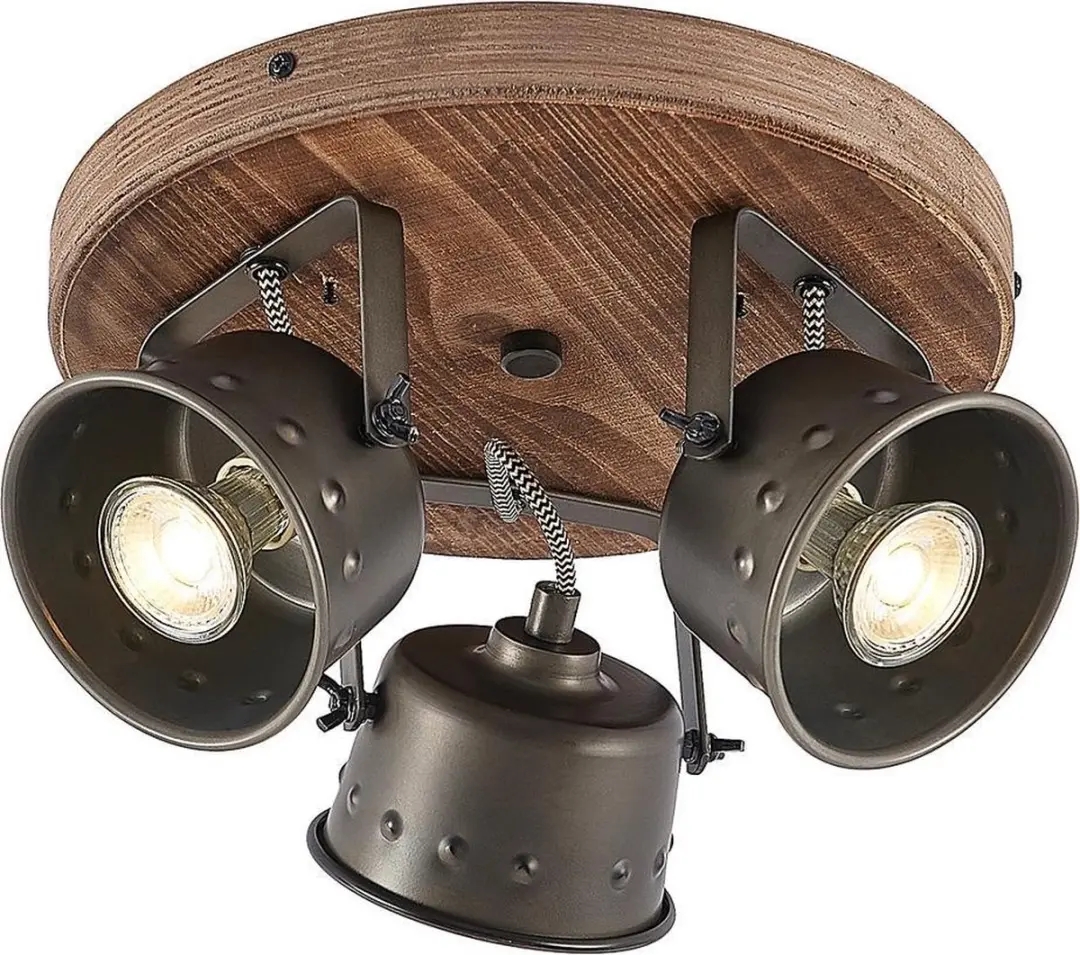 Lindby Halogeen Spot 3-Lichts GU10 - 3x35W - Ø31cm - Bruin/Zwart