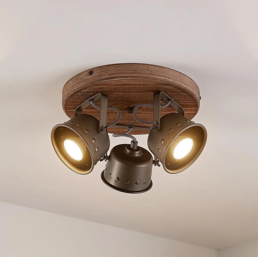 Lindby Halogeen Spot 3-Lichts GU10 - 3x35W - Ø31cm - Bruin/Zwart