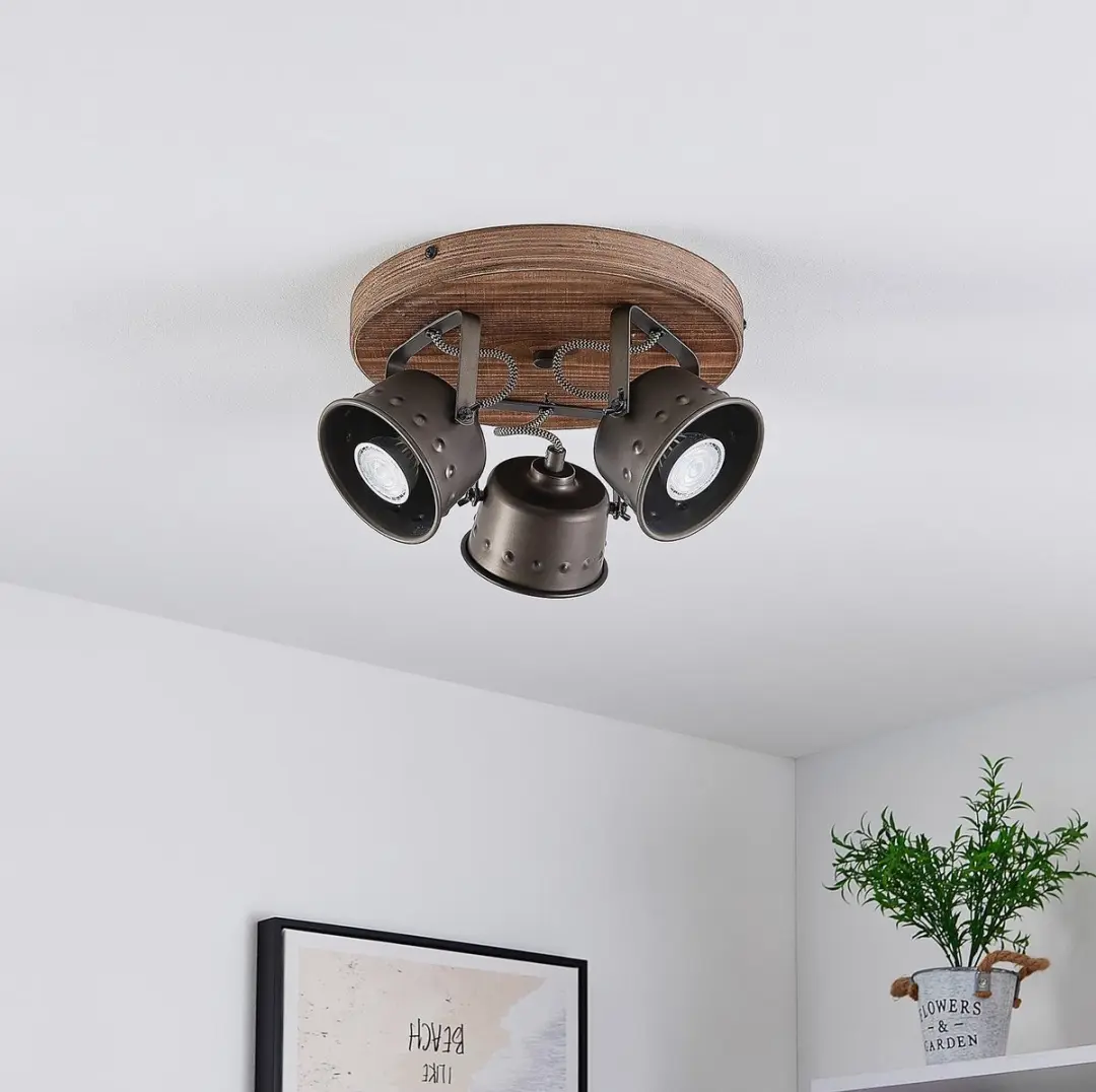 Lindby Halogeen Spot 3-Lichts GU10 - 3x35W - Ø31cm - Bruin/Zwart