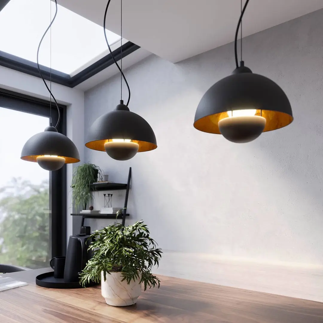 Lindby Hanglamp 3-lichts Metaal E27 - Zwart/Goud