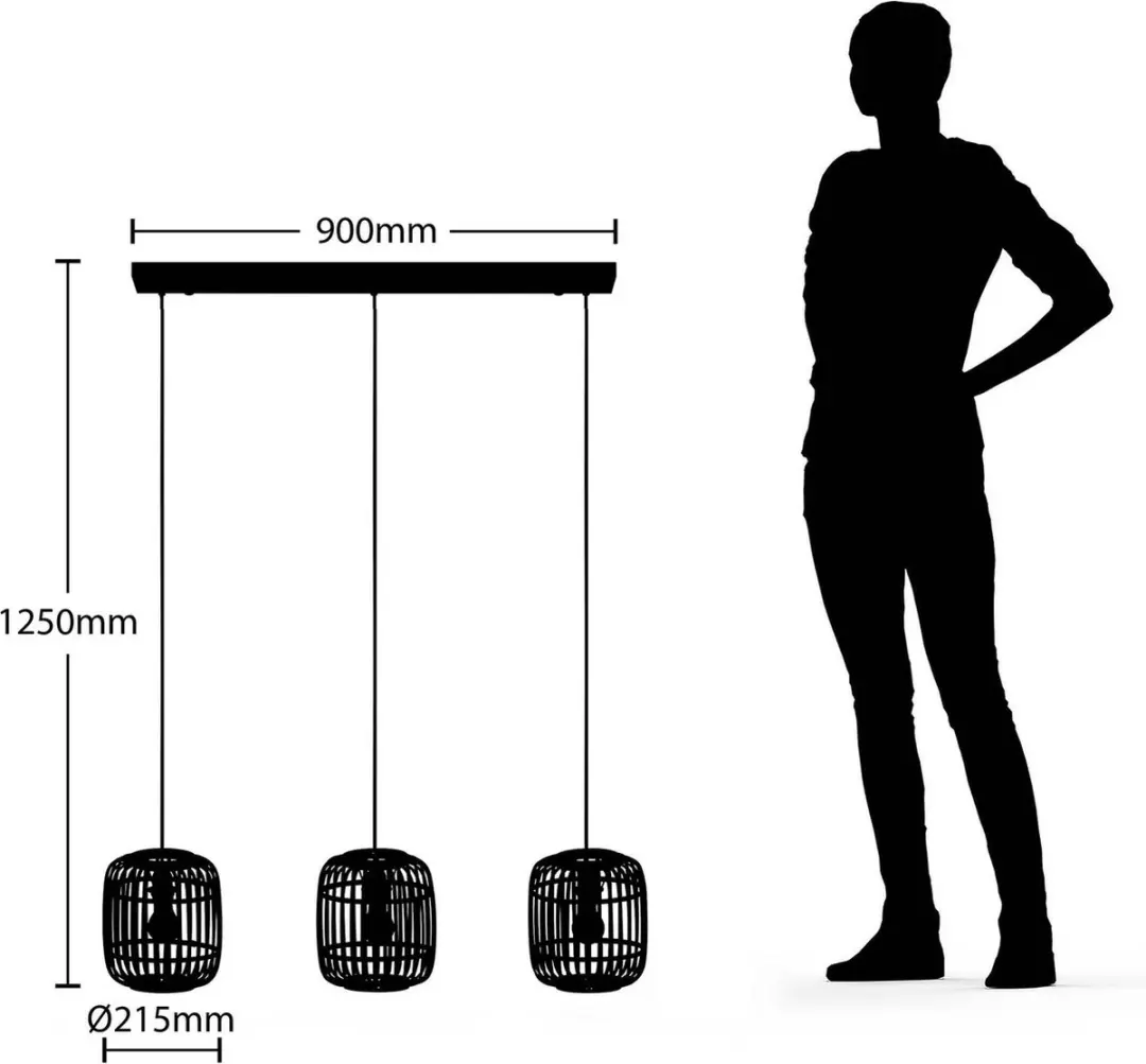 Lindby Hanglamp 3-lichts Hout Metaal