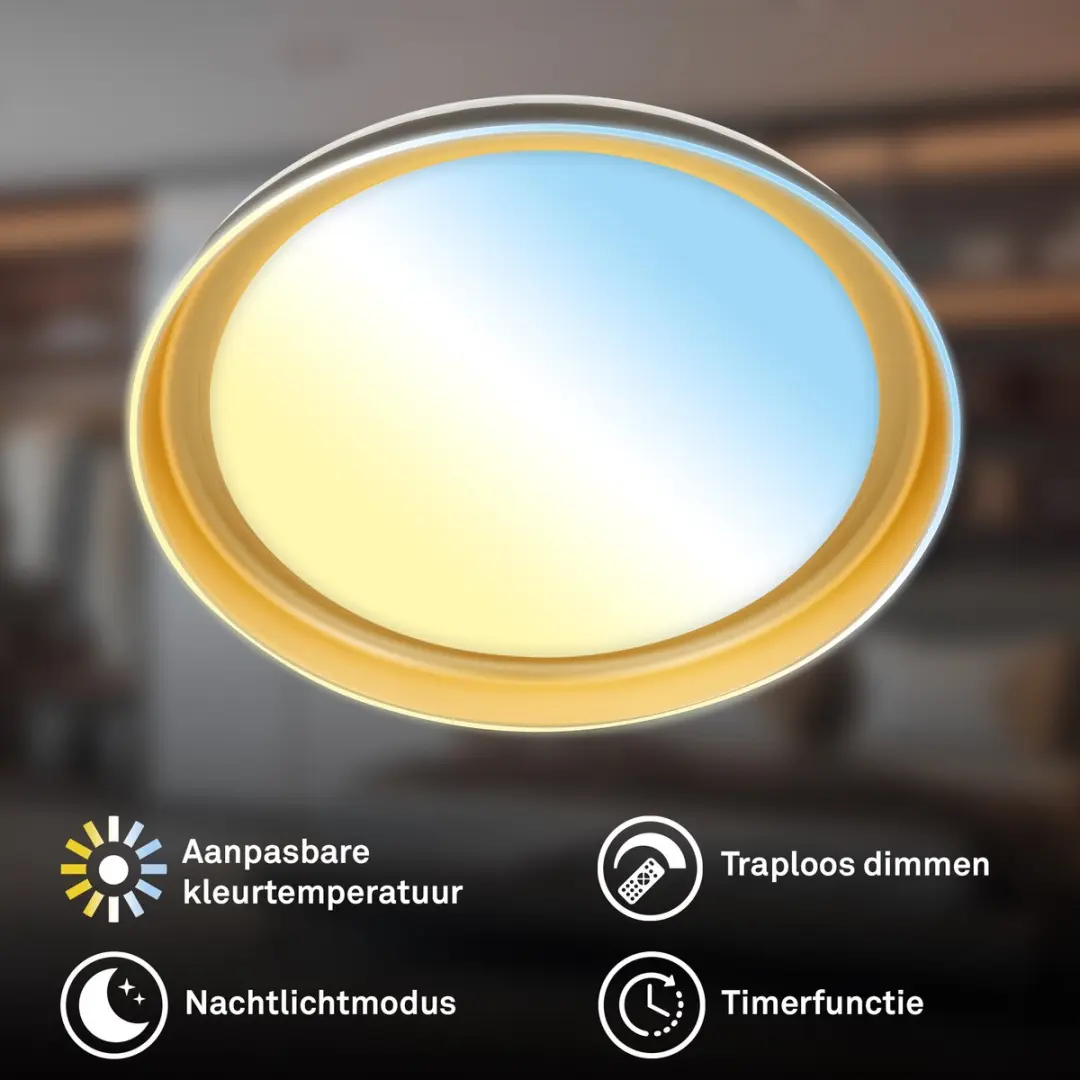 Briloner Gima LED Plafondlamp 24W - Ø43cm - Zwart goud
