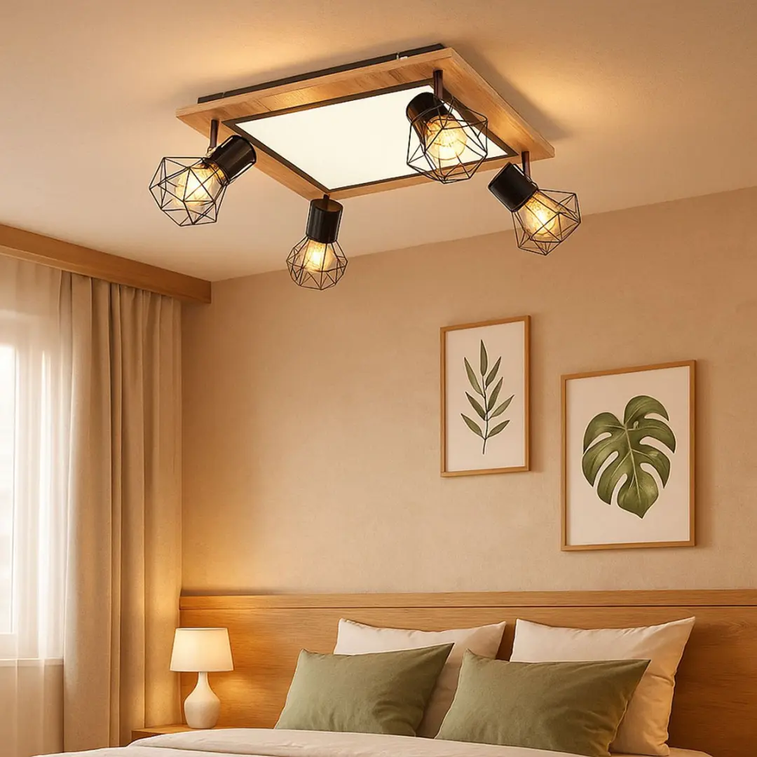 Globo LED Plafondlamp Hout 24W 1800lm Warm Wit