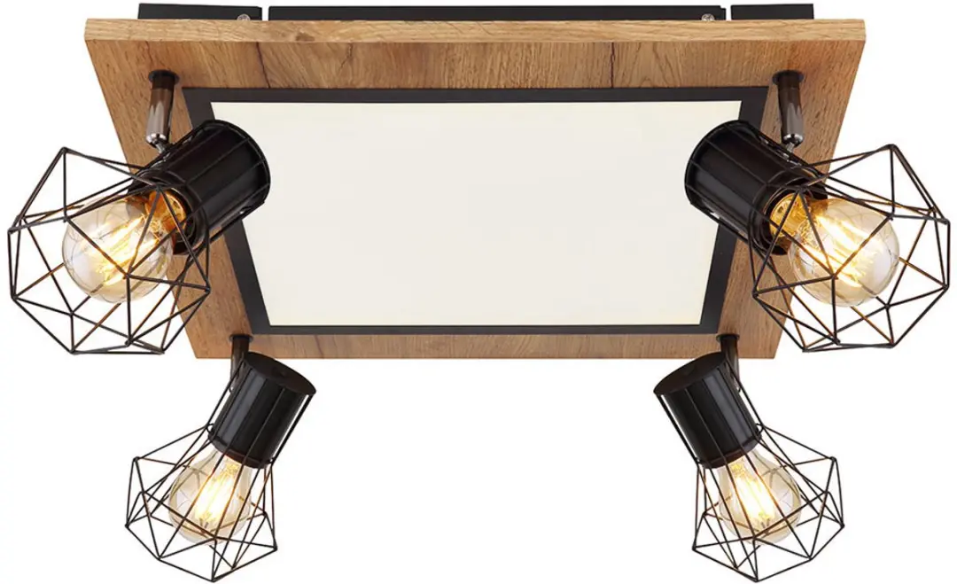 Globo LED Plafondlamp Hout 24W 1800lm Warm Wit - Zwart