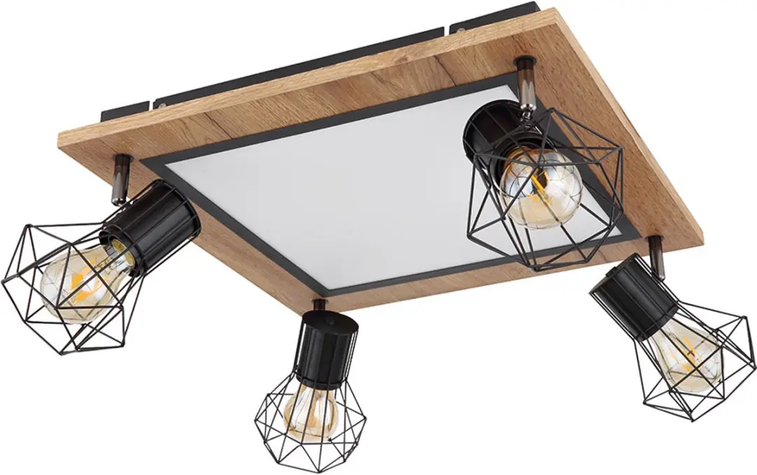Globo LED Plafondlamp Hout 24W 1800lm Warm Wit - Zwart