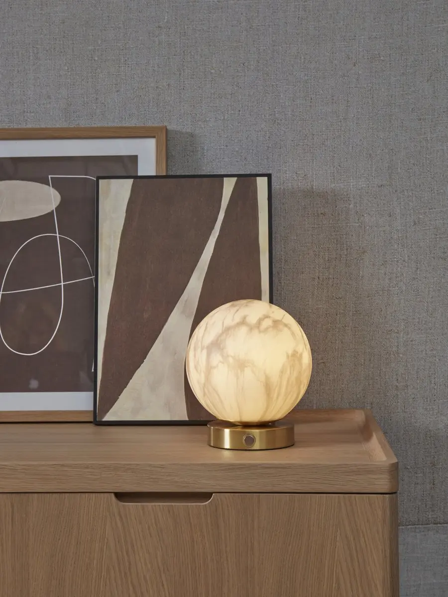 it's about RoMi Tafellamp Carrara Ø16cm - Wit/Goud