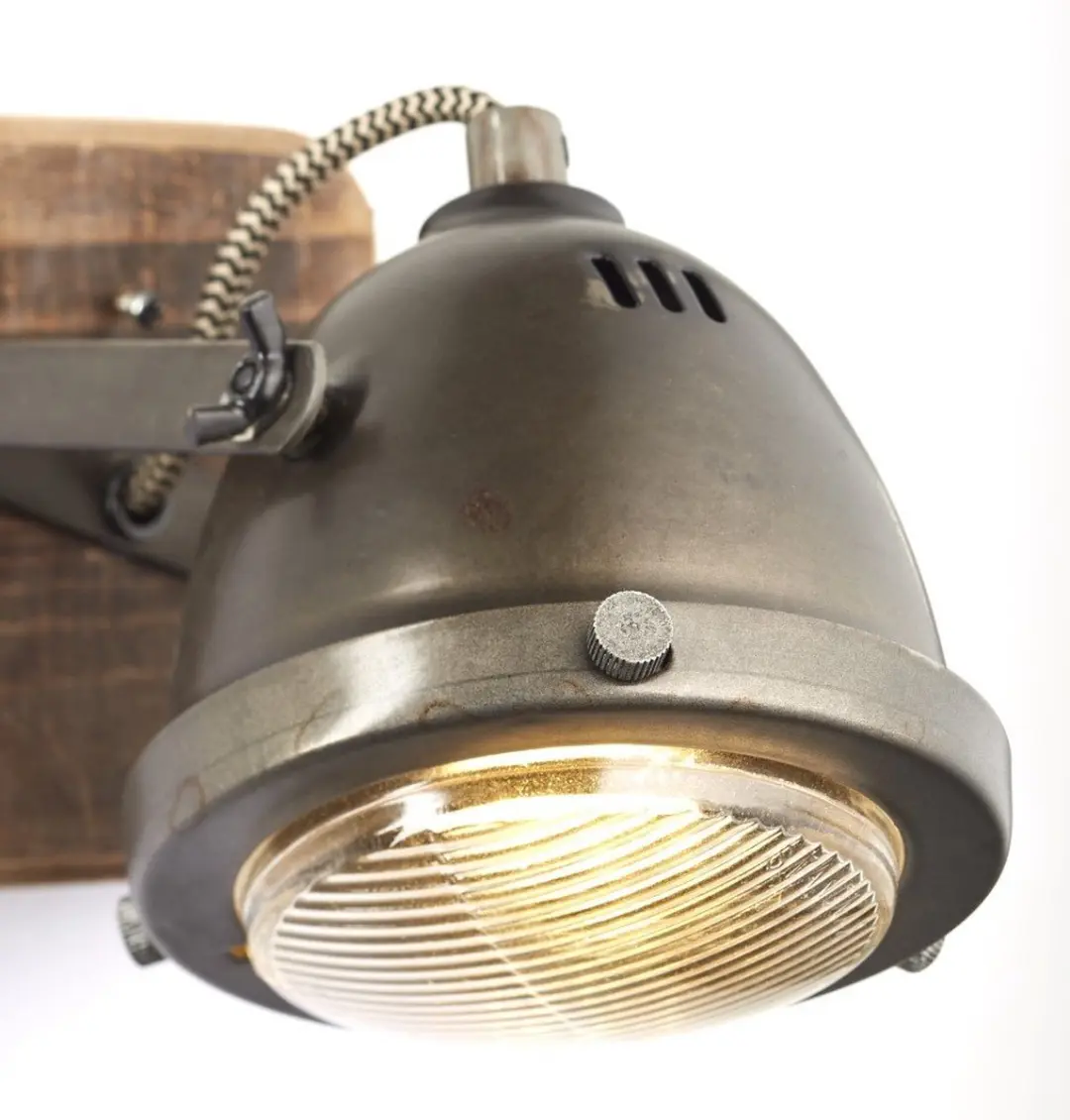 Brilliant Carmen Wood Wandlamp - Bruin/Zilvergrijs
