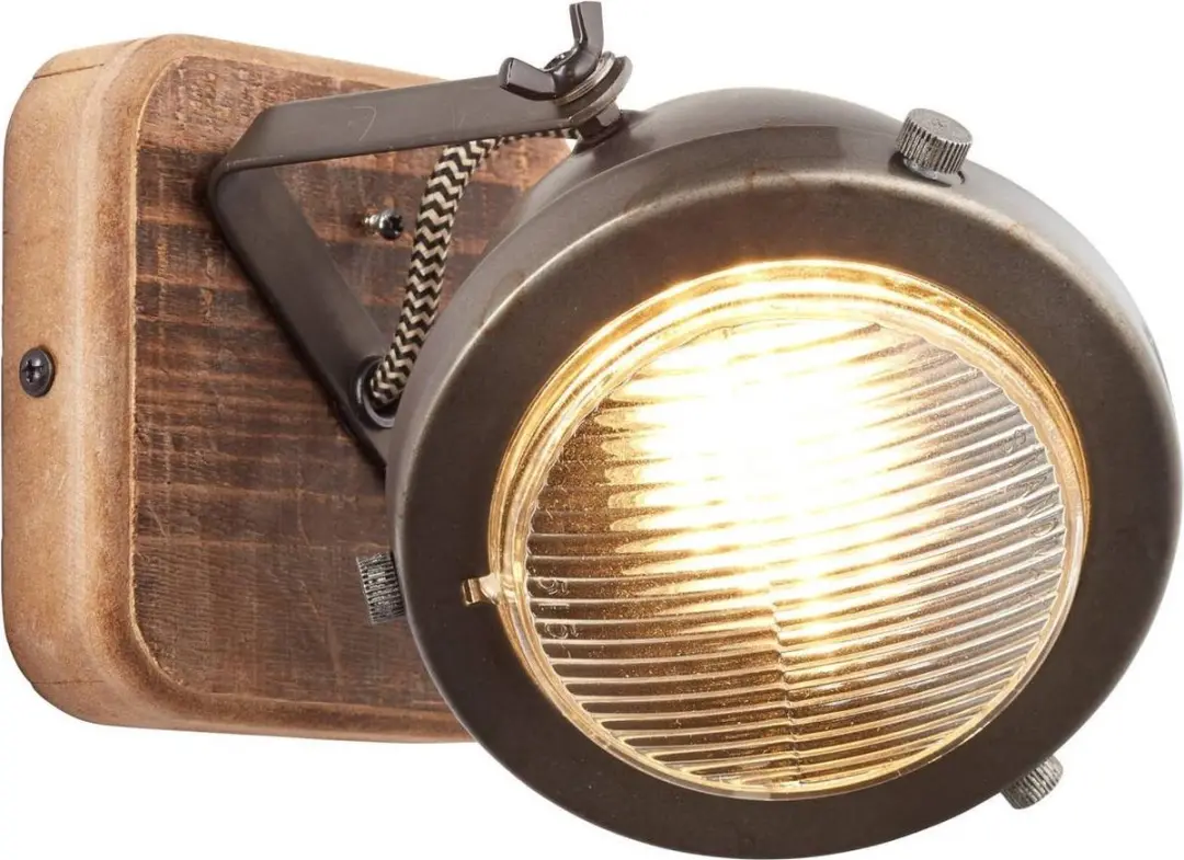 Brilliant Carmen Wood Wandlamp - Bruin/Zilvergrijs - afbeelding 6 van 6