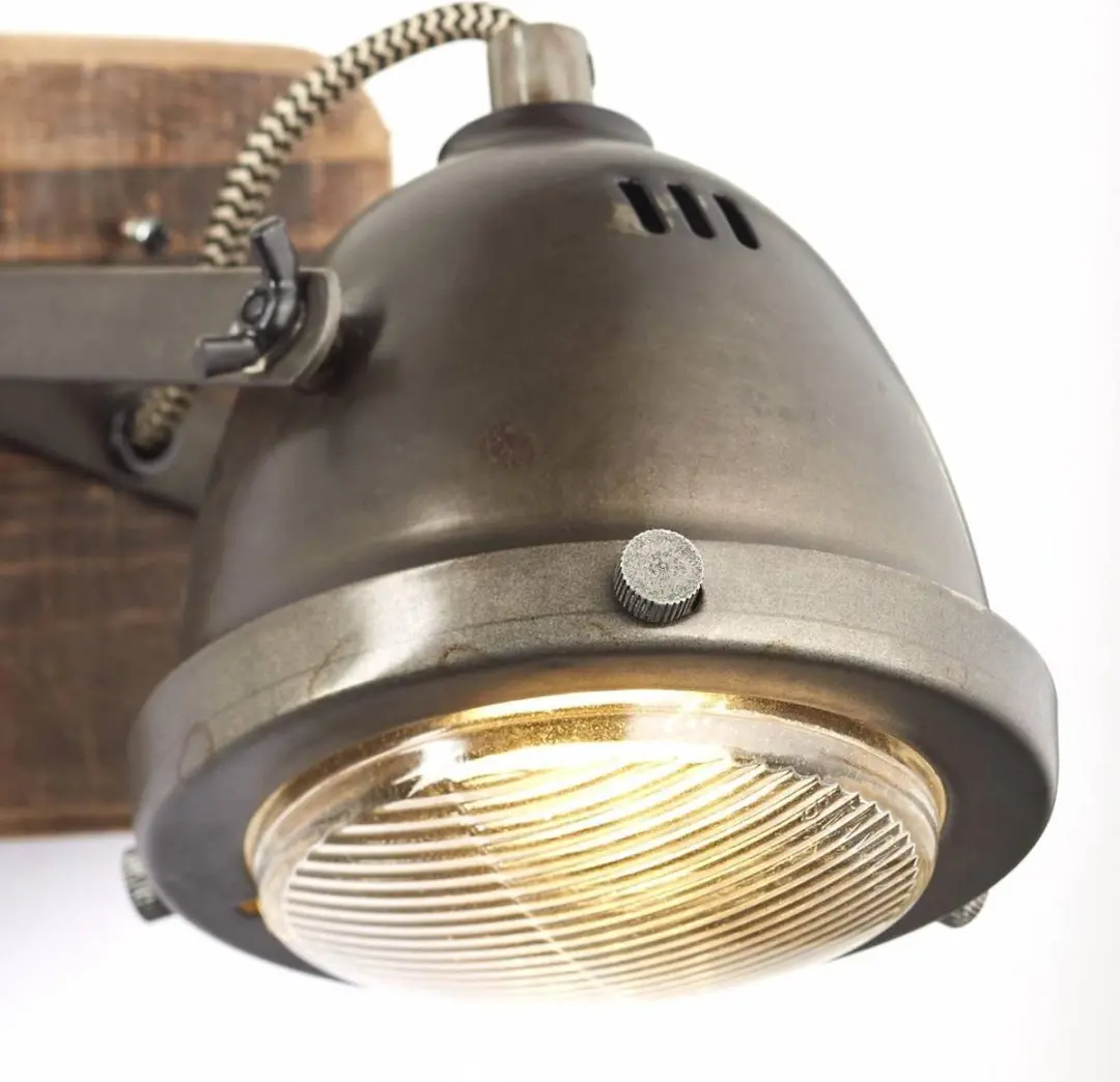 Brilliant Carmen Wood Wandlamp - Bruin/Zilvergrijs