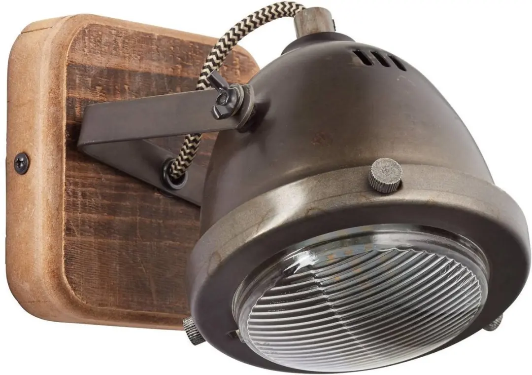 Brilliant Carmen Wood Wandlamp - Bruin/Zilvergrijs