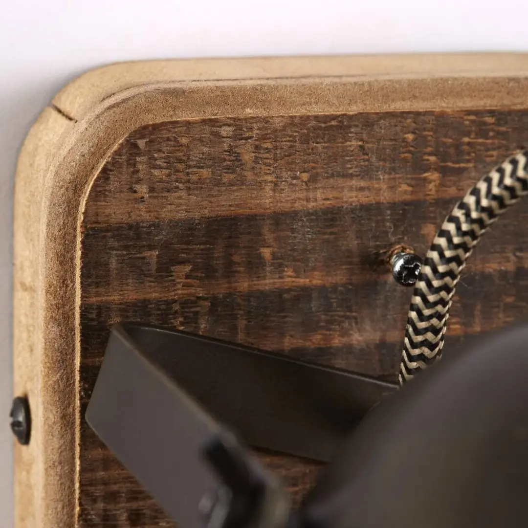 Brilliant Carmen Wood Wandlamp - Bruin/Zilvergrijs