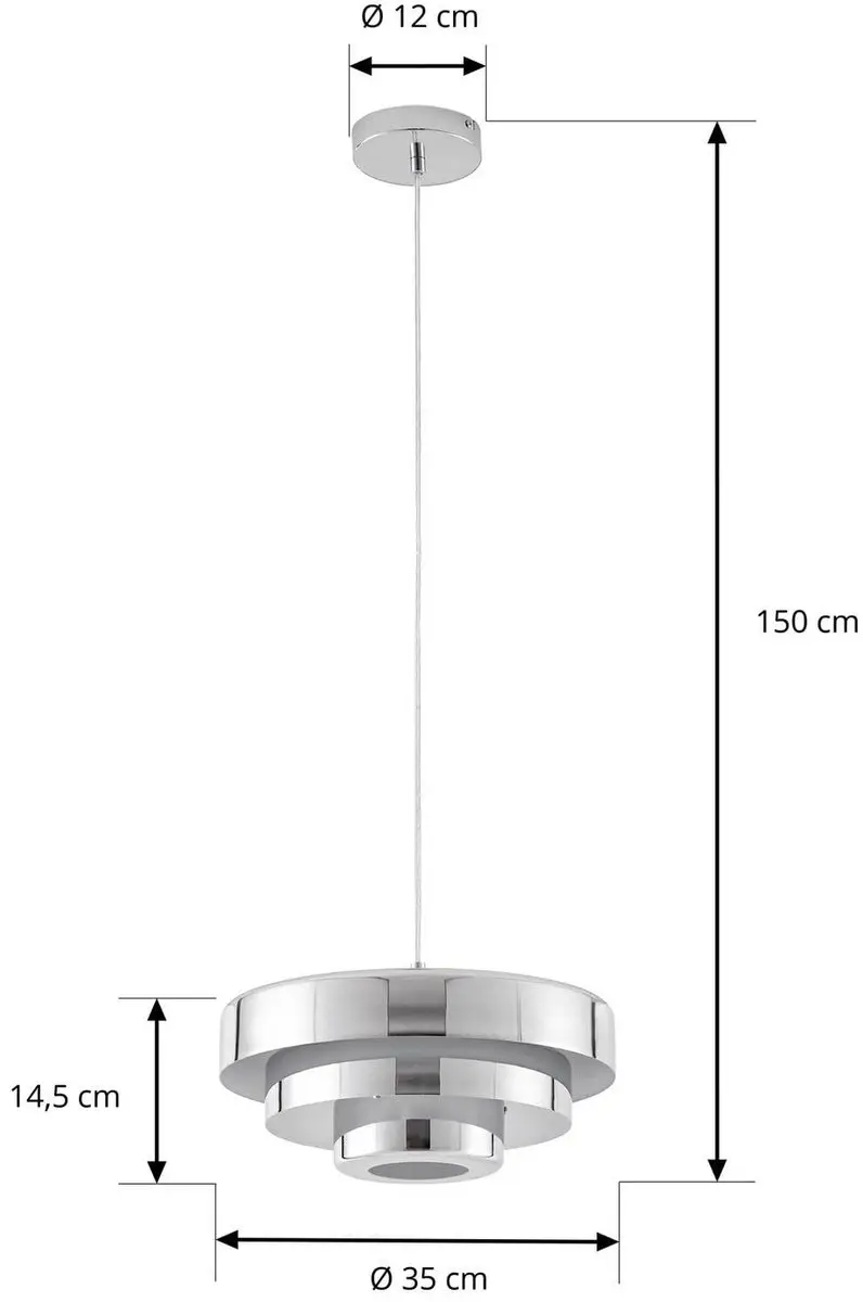 Lindby Hanglamp Metaal E27 Chroom - Ø35cm