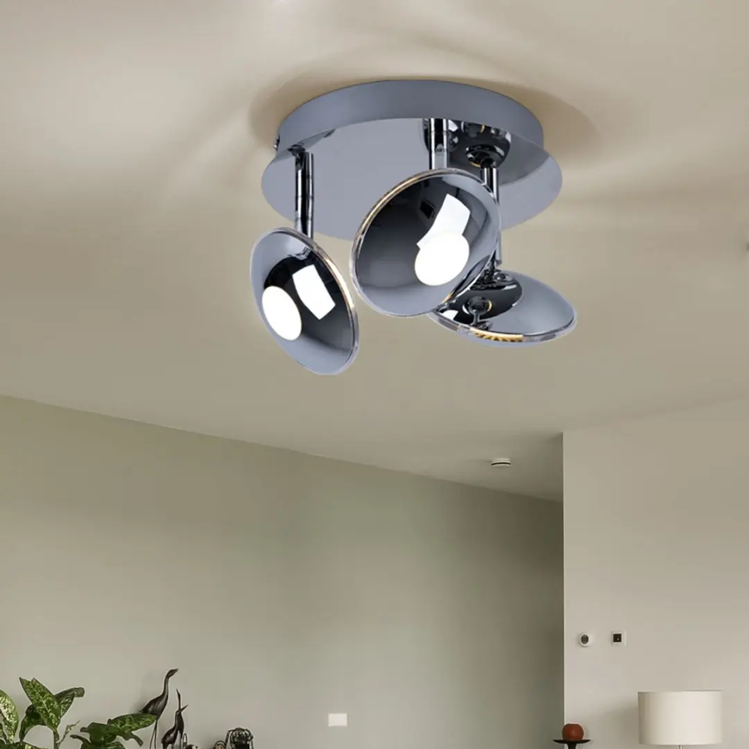 Globo Spotrondell 3 Plafondlamp - 3x LED 6W Warm Wit - 20x15cm Zilver - afbeelding 6 van 6