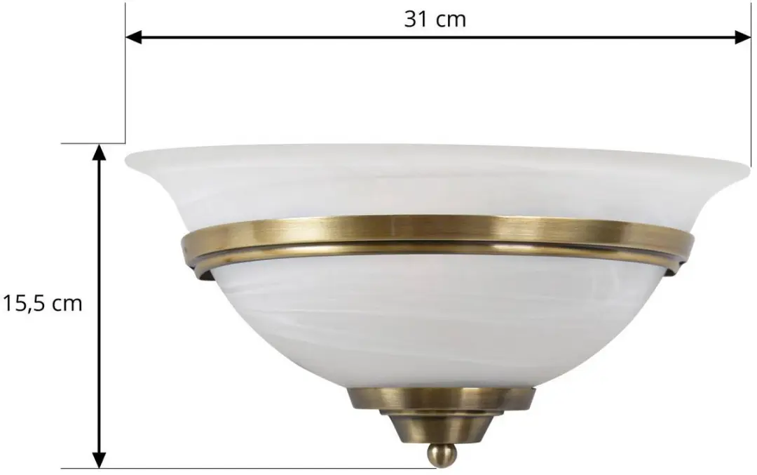 Lindby Wandlamp Glas Metaal 1 Licht E27 - 31cm - Wit Gesatineerd/Oud Messing