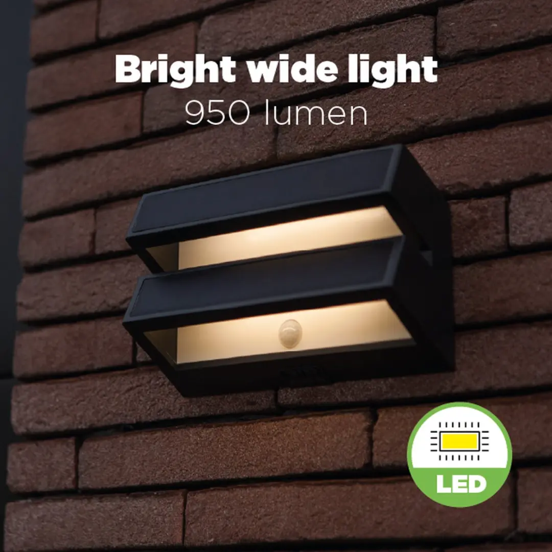 LUTEC Barlo LED Solar Wandlamp - 950 Lm 4000K - PIR Sensor - Donkergrijs