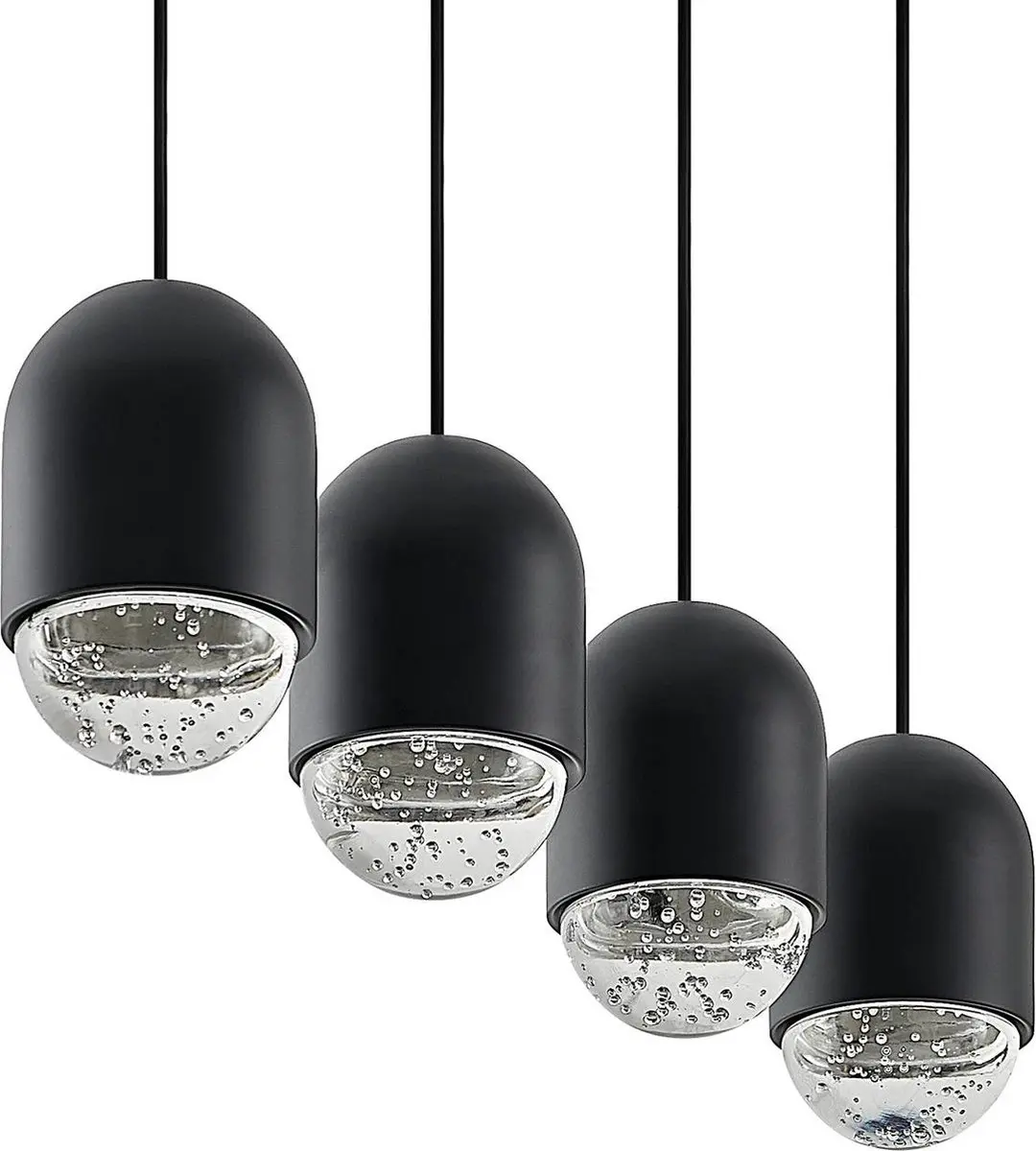 Lucande Hanglamp 4-Lichts GU10 - Zwart/Heldere Glas
