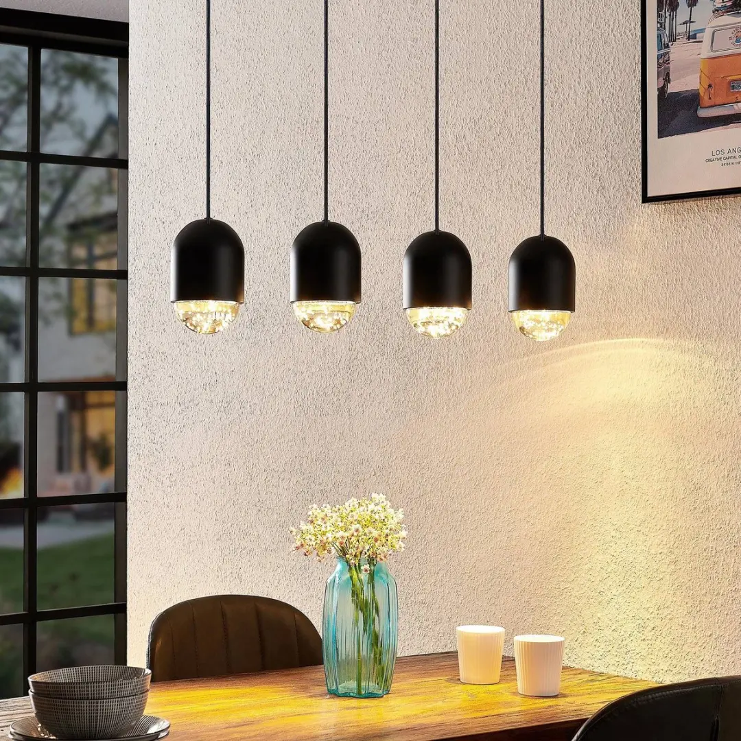 Lucande Hanglamp 4-Lichts GU10 - Zwart/Heldere Glas