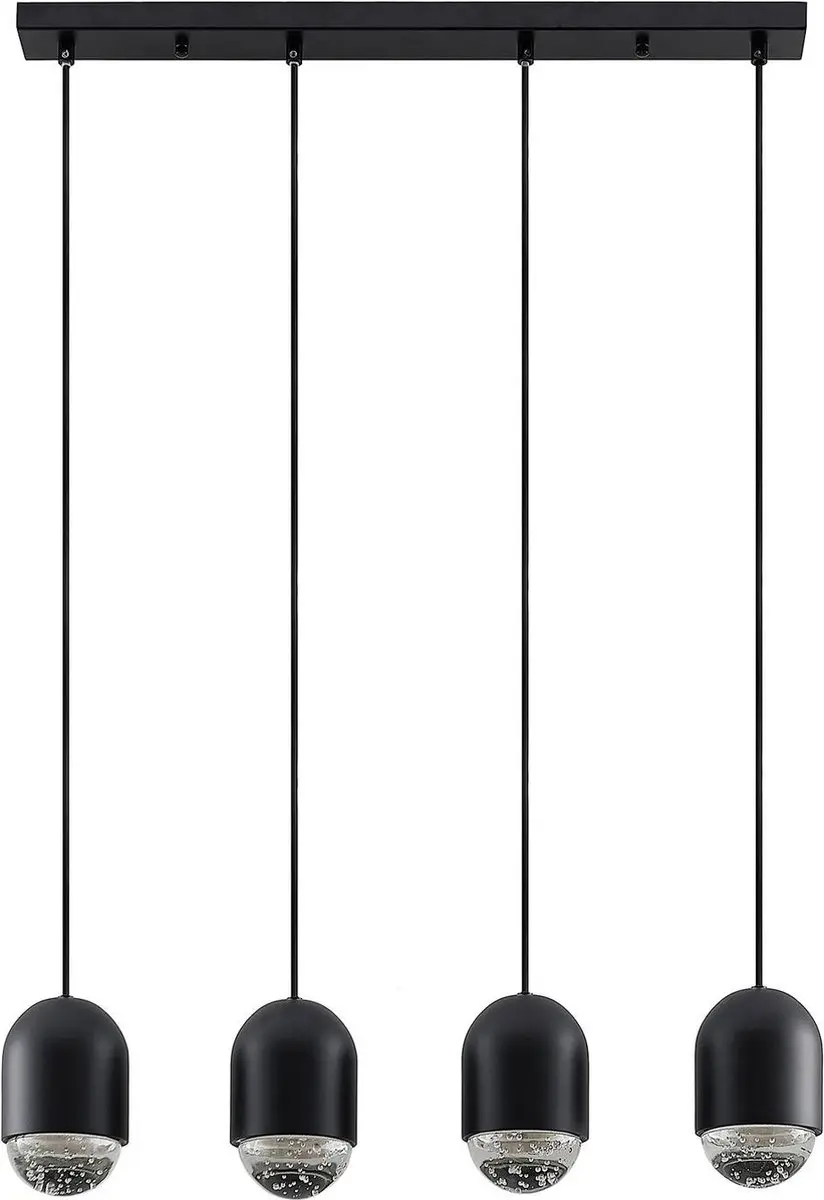 Lucande Hanglamp 4-Lichts GU10 - Zwart/Heldere Glas