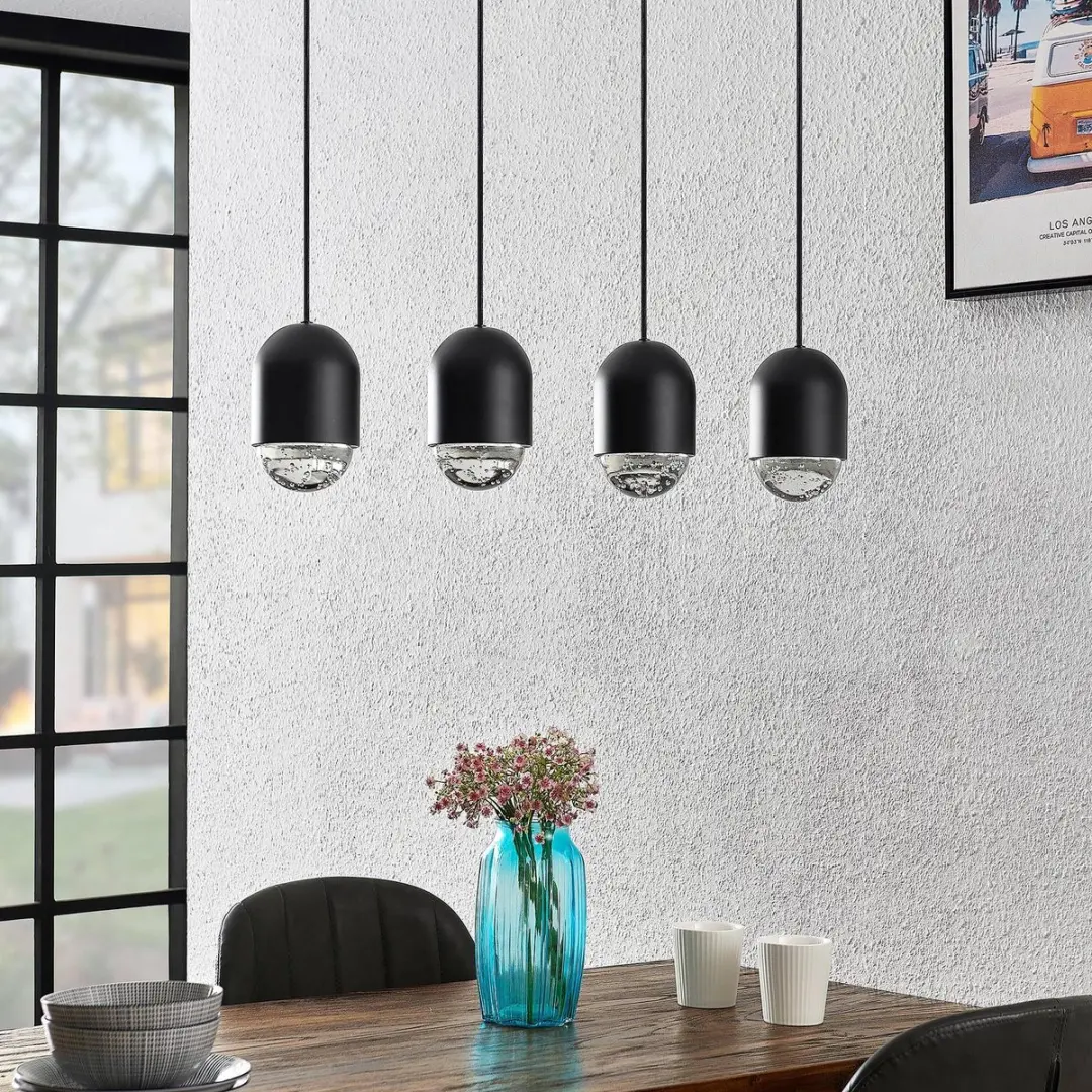 Lucande Hanglamp 4-Lichts GU10 - Zwart/Heldere Glas