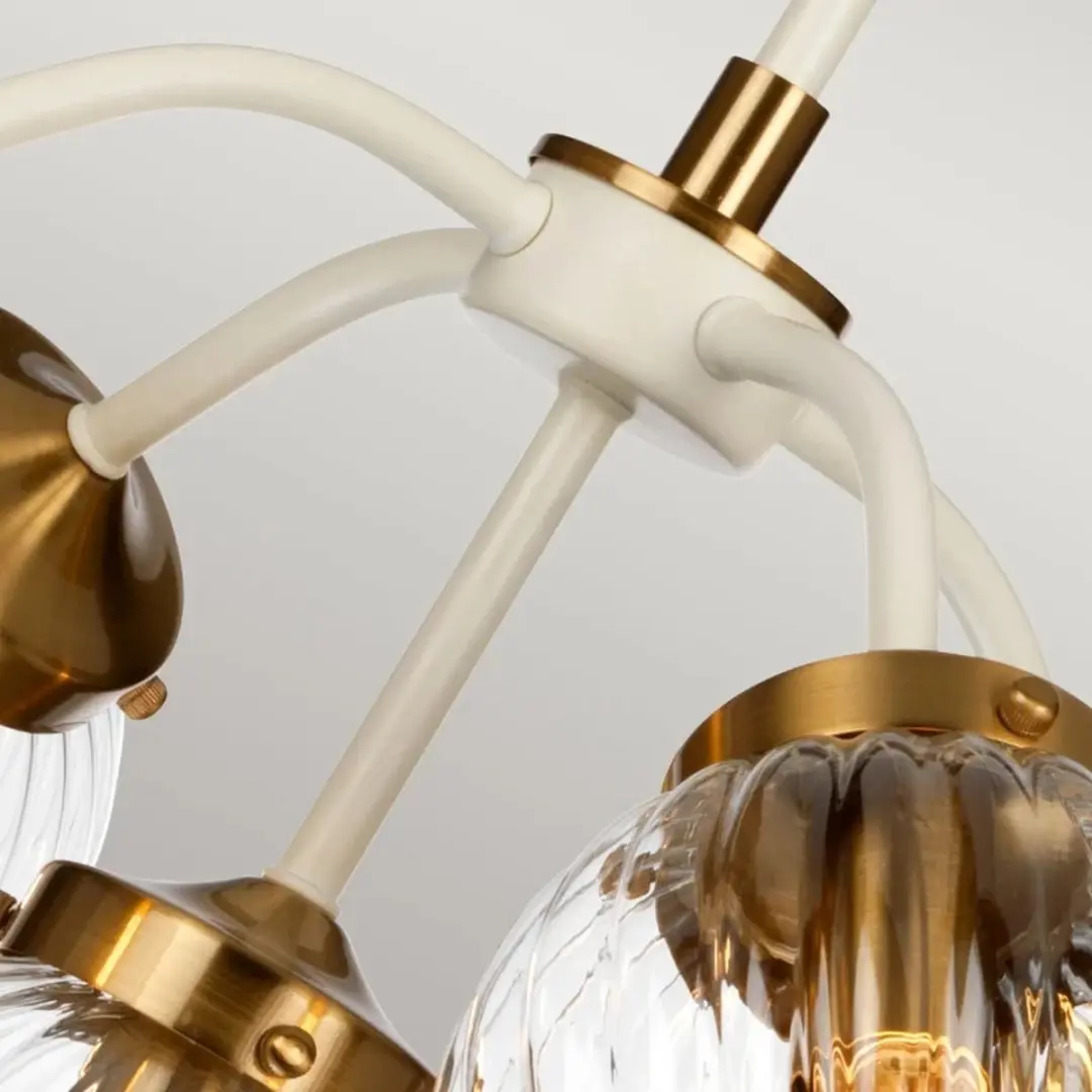 Elstead Lighting Cosmos LED Hanglamp - 5x E14 8W Dimbaar - Cream & Messing - afbeelding 6 van 6