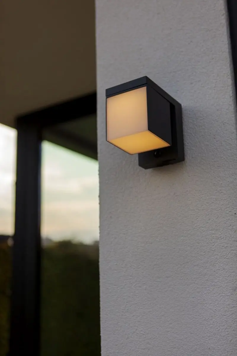 Lutec Prima Solar Hybrid Wandlamp 9.5W - Donkergrijs