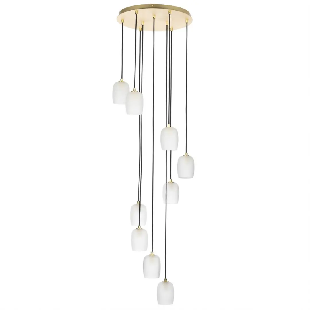 Lucande Hanglamp 9-Licht IJzer Glas G9 - Zandwit