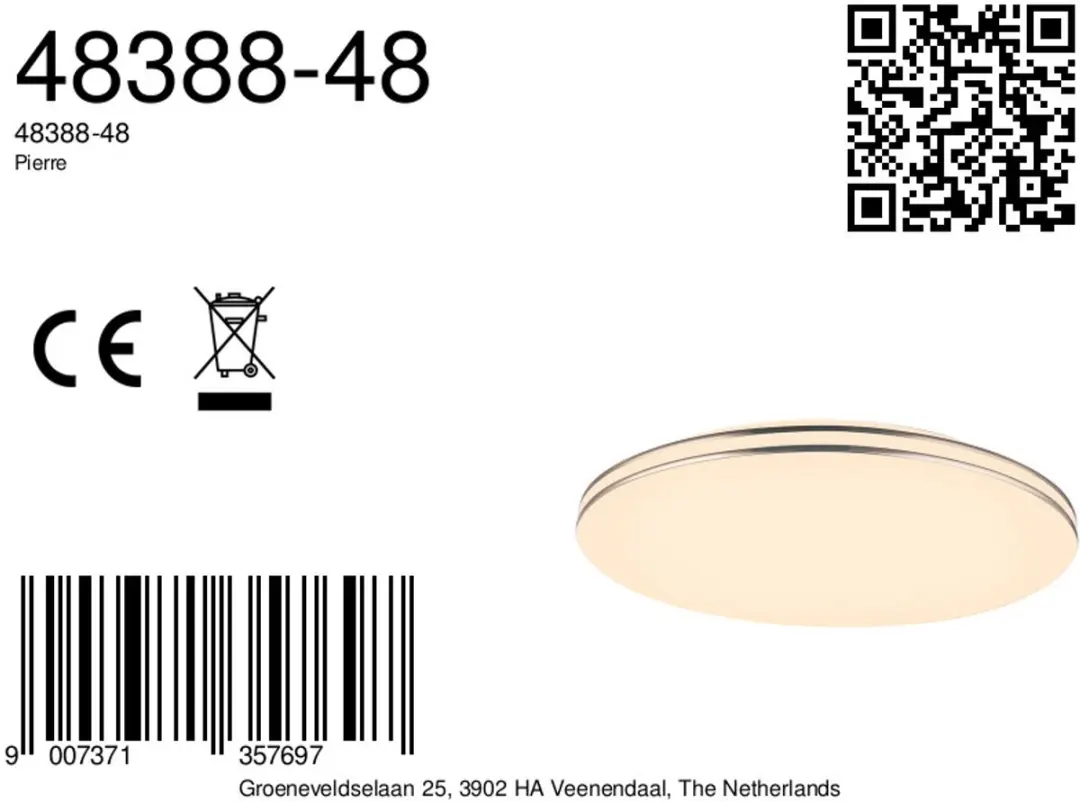 Globo Pierre Plafondlamp - Ø53cm - LED - Wit - afbeelding 6 van 6