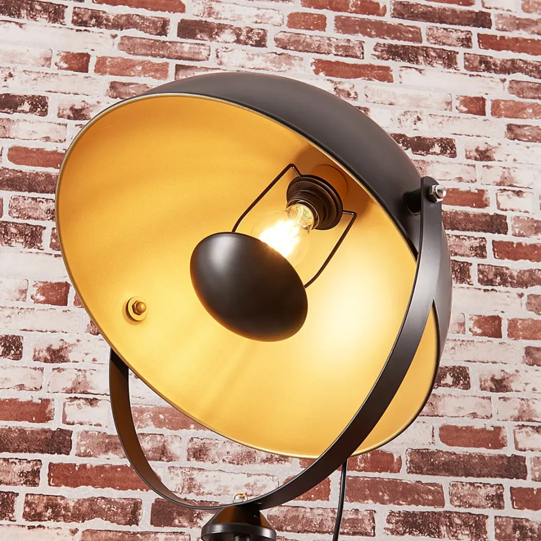 Lindby Vloerlamp Driepoot 1 Licht - 160cm - E27 - Zwart/Goud