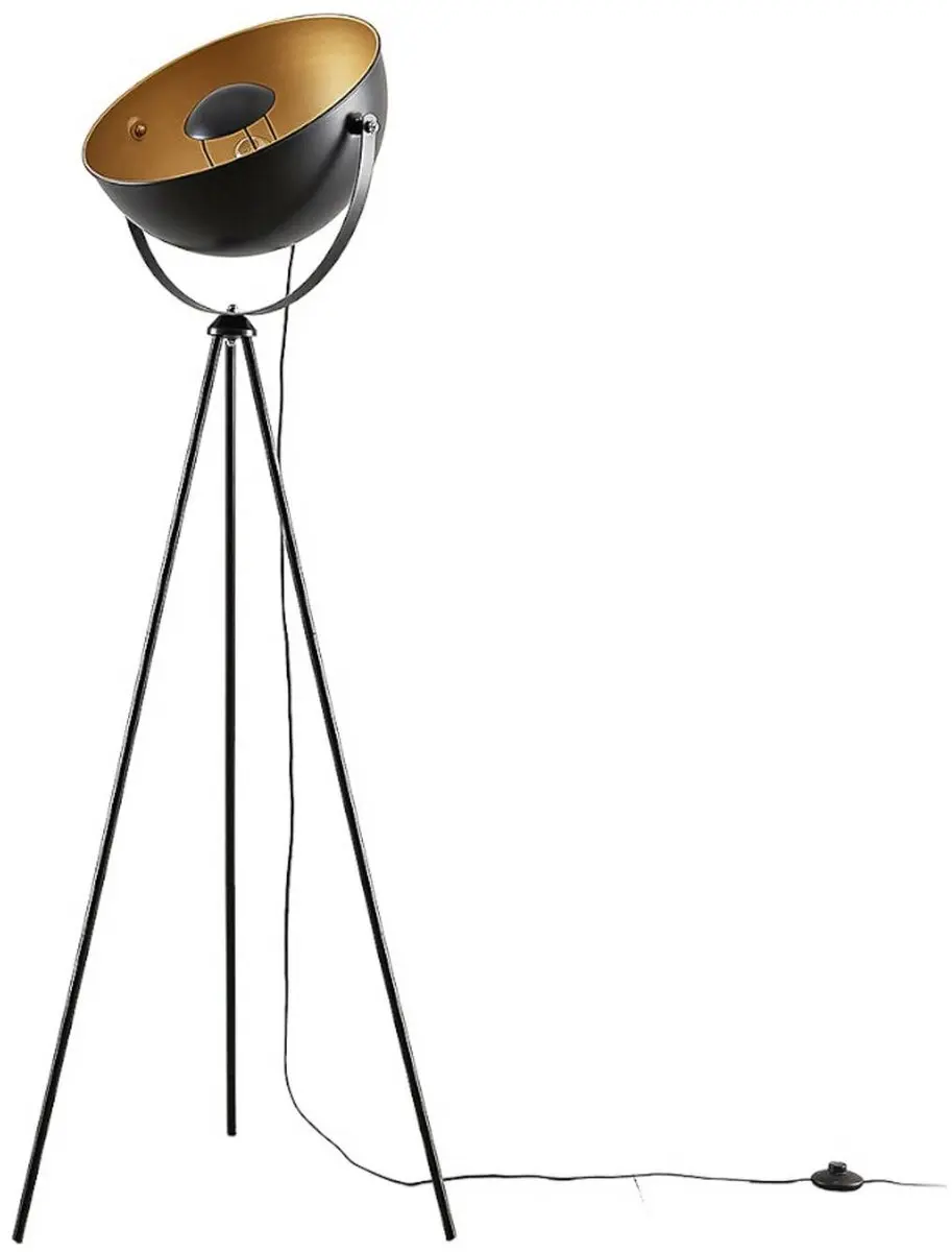Lindby Vloerlamp Driepoot 1 Licht - 160cm - E27 - Zwart/Goud