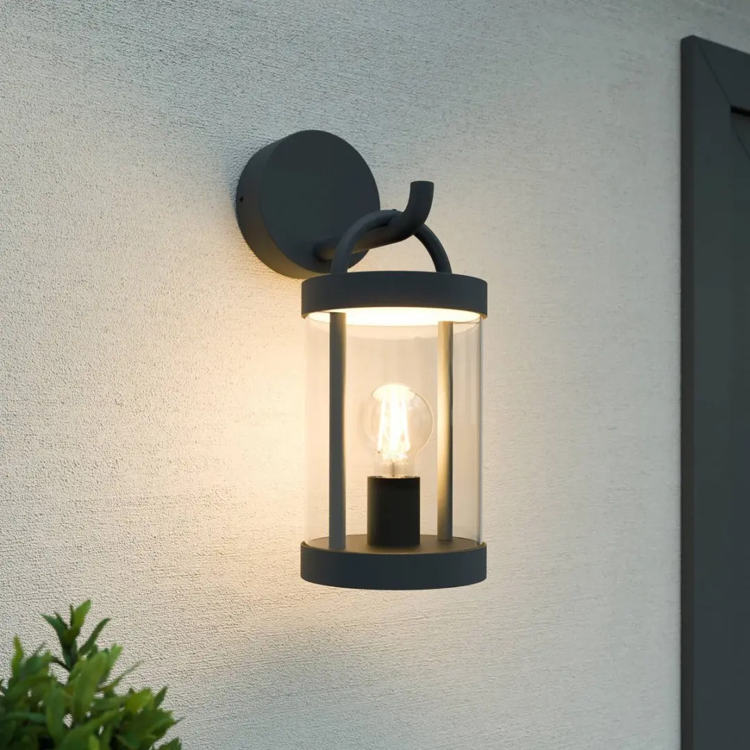 Lucande Wandlamp Buiten Aluminium Glas 30cm - E27 - Donkergrijs