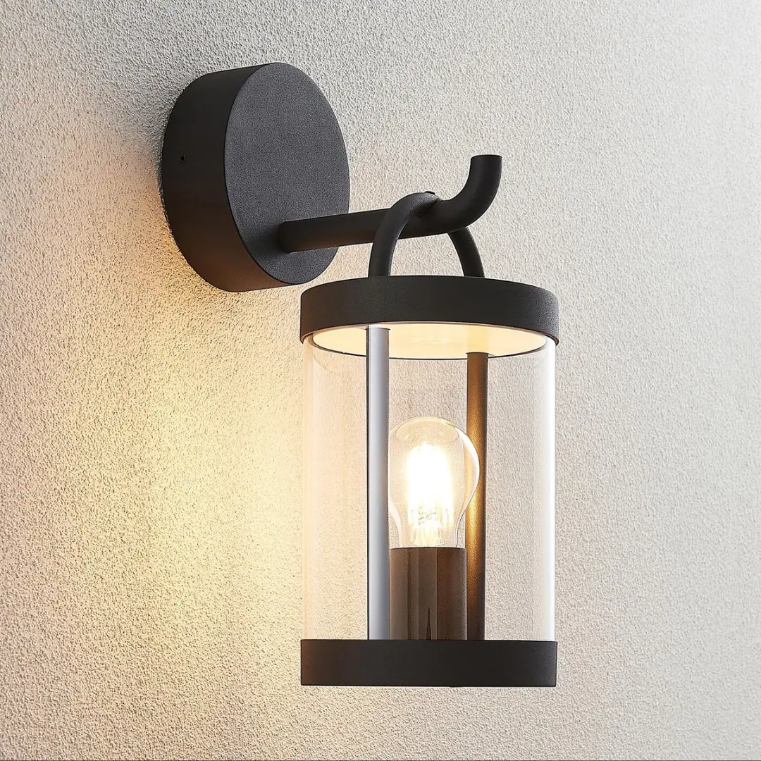 Lucande Wandlamp Buiten Aluminium Glas 30cm - E27 - Donkergrijs