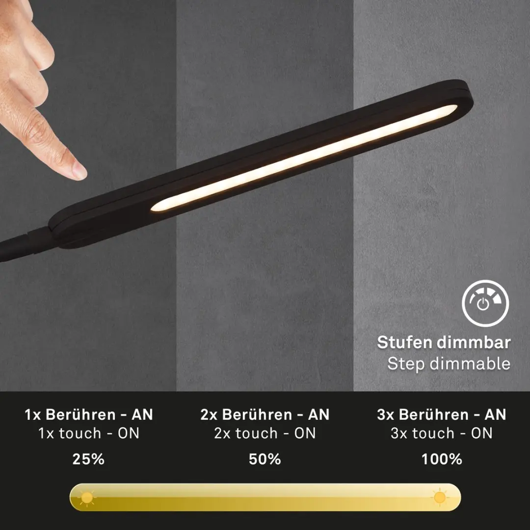 Briloner Ervo LED Vloerlamp - 8W 600lm 183cm - Dimbaar CCT - Zwart