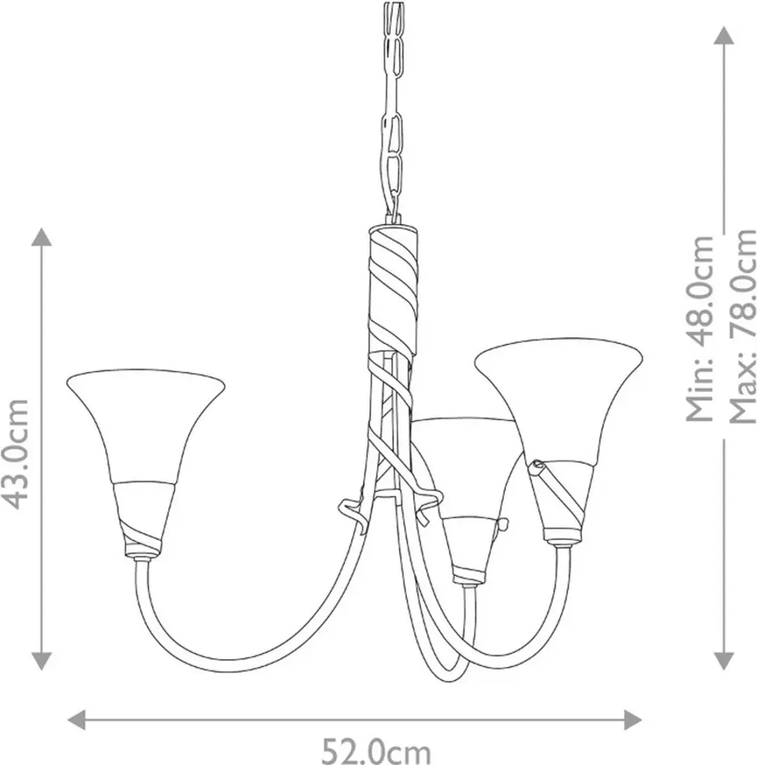 Elstead Lighting LED Kroonluchter 3x E14 - 120W - Dimbaar - Copper Patina