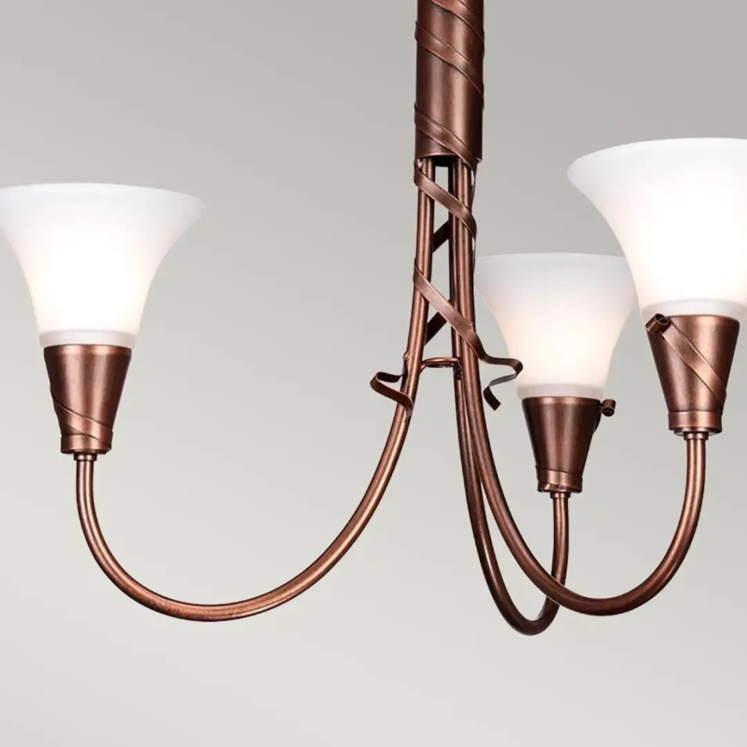 Elstead Lighting LED Kroonluchter 3x E14 - 120W - Dimbaar - Copper Patina