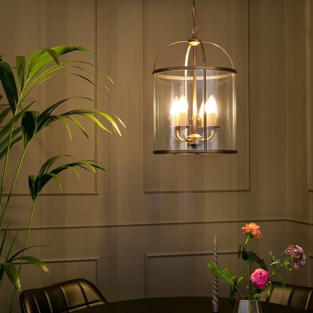 Steinhauer Hanglamp Pimpernel 5972BR - 4x E14 - Ø25cm - Bruin